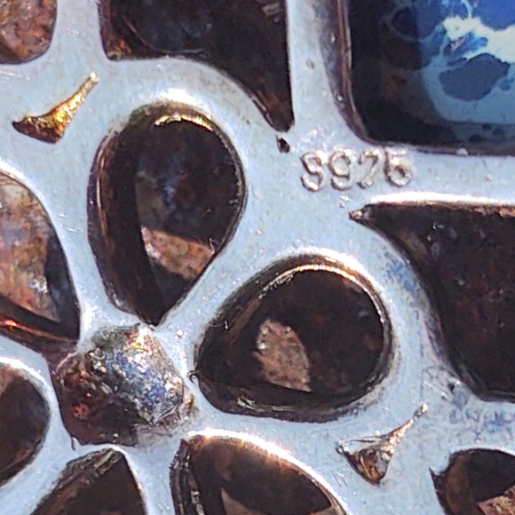 Vintage Oversized Lapis Lazuli & Pearl  Pendant set in Sterling Silver - Picture 6 of 7